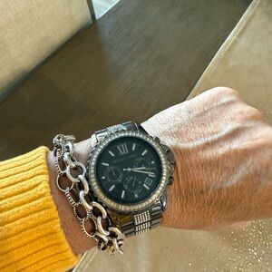 Michael Kors Black and Silver Men's Watch